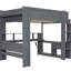 Lit mezzanine en bois pleine grandeur avec bureau, espaces de rangement multiples, DEL, compartiments gris foncé-117515054