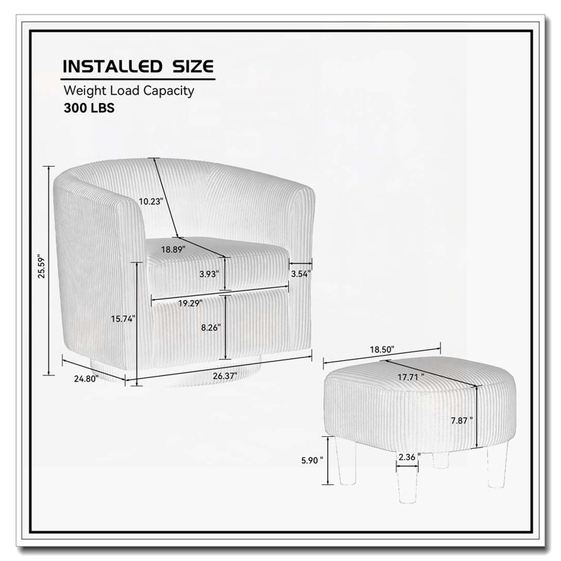 Chaise pivotante à 360 ° avec repose-pieds, Blanc