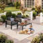 Ensemble de meubles de patio en aluminium, ensemble de 2 fauteuils en métal avec table basse pour ensemble de conversation de patio