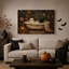 Art mural sur toile avec fantôme blanc et chat noir dans une baignoire-1506990399