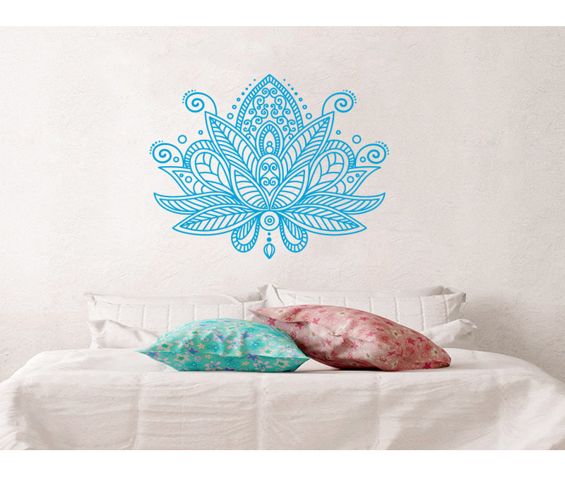 Décalcomanie murale fleur mandala lotus Estrella, Bleu givré
