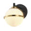 Applique murale moderne à 1 lumière en forme de globe, noir mat avec abat-jour en verre blanc, à intensité variable, homologué UL