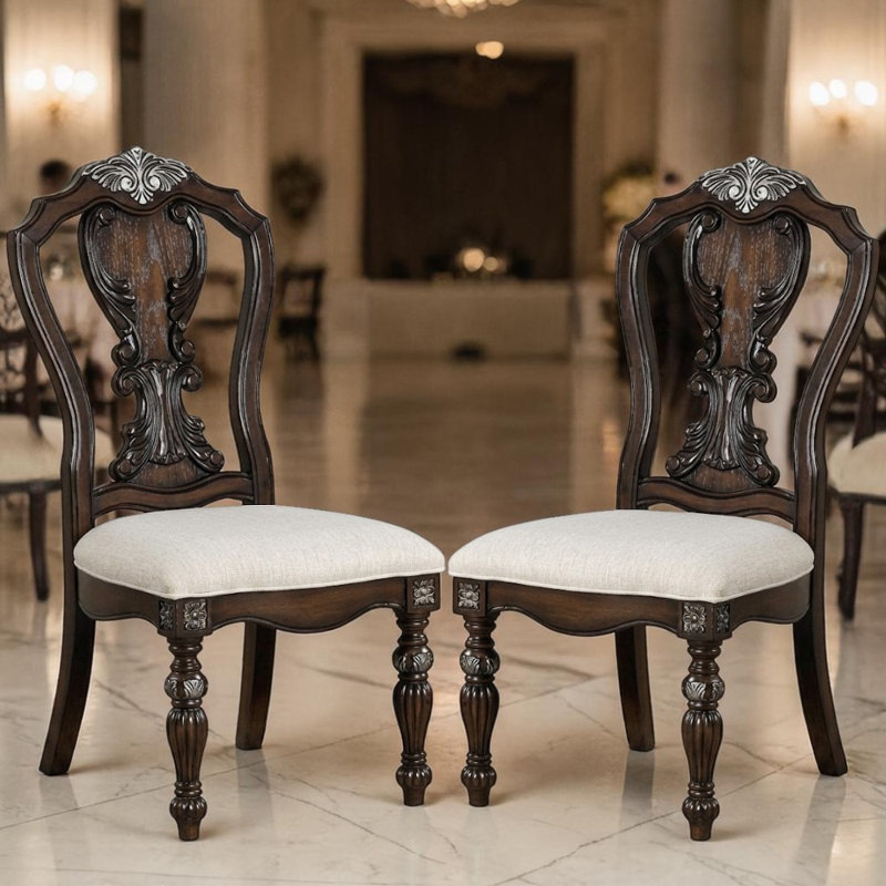 Ensemble de 2 chaises d'appoint en tissu brun foncé Isolde