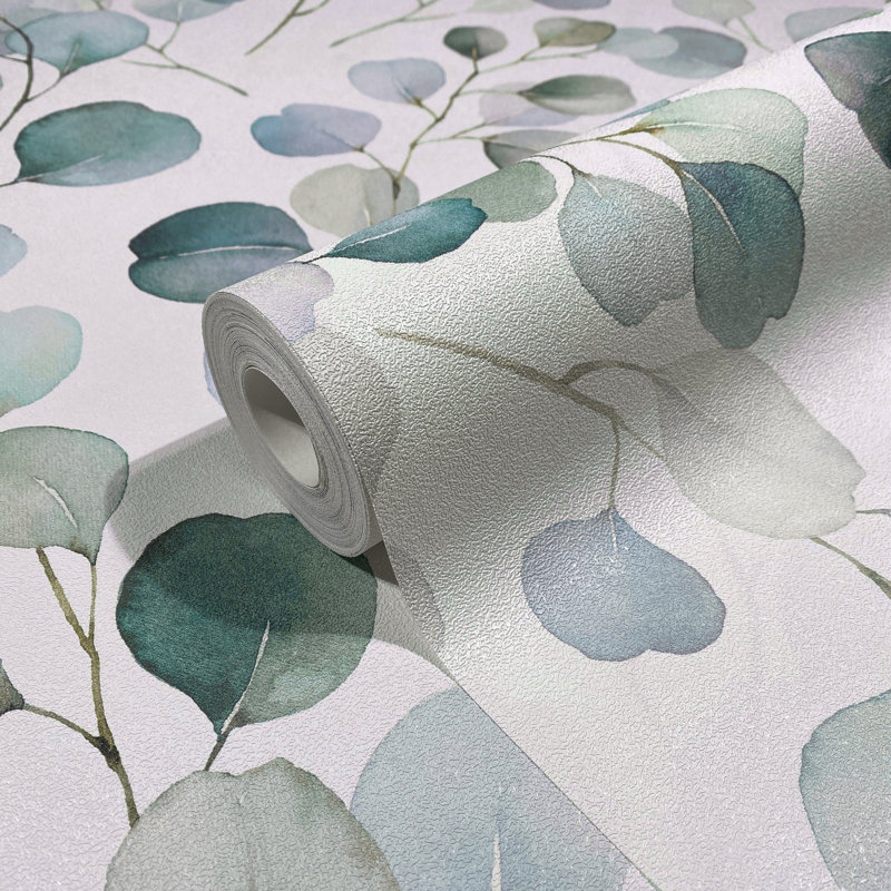 Amogh Collection Eucalyptus Trailing Leaf 10.05m x 53cm Wallpaper Roll, Green