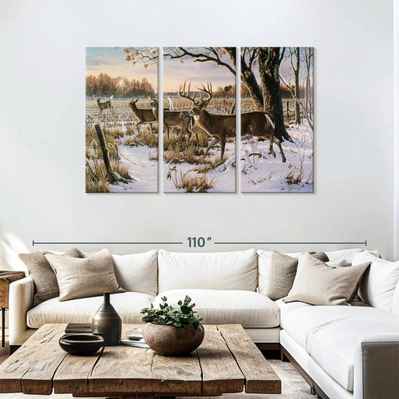 Brampt Cautious Crossing - Whitetails, 48" H x 74" W