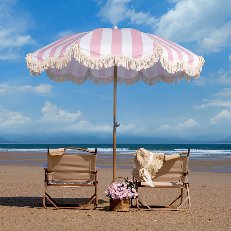 Tonquin 78'' Tilt Beach Umbrella, White/Pink