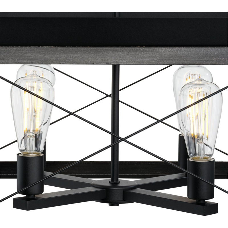 Uschi 4 - Light Dimmable Cage Chandelier, Textured Black