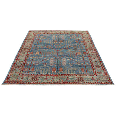5x7 Light Blue and Light Green Anatolian Traditional Rug