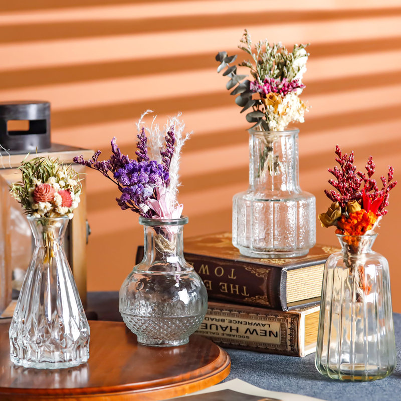 Ensemble de 20 vases à bourgeons en verre en vrac pour centre de table, mini vases rétro pour mariage rustique, décorations de table pour la maison (transparent)