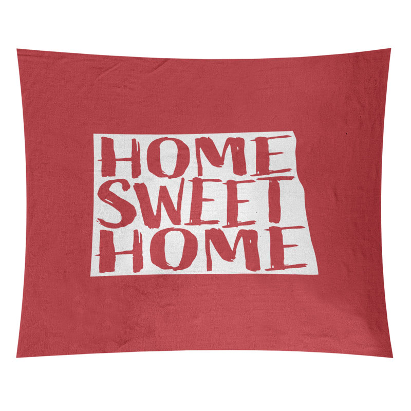 Tapisserie Home Sweet North Dakota, H 104 po x l 88 po, Rouge