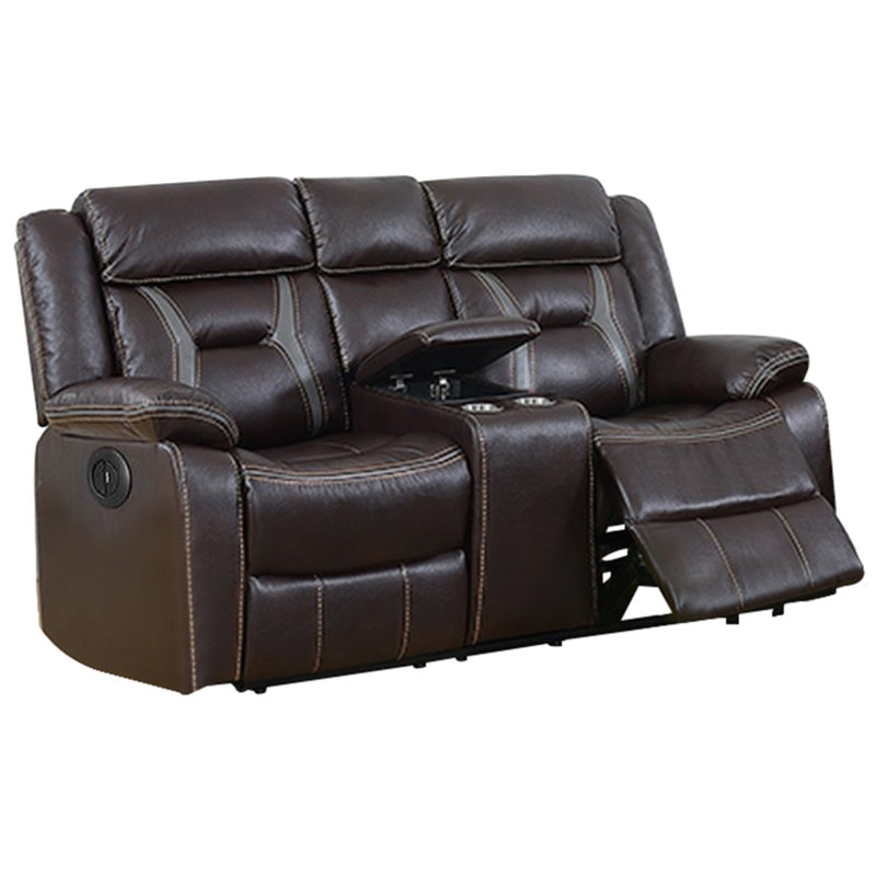 73" Pillow top Arm Reclining Loveseat, Dark Brown