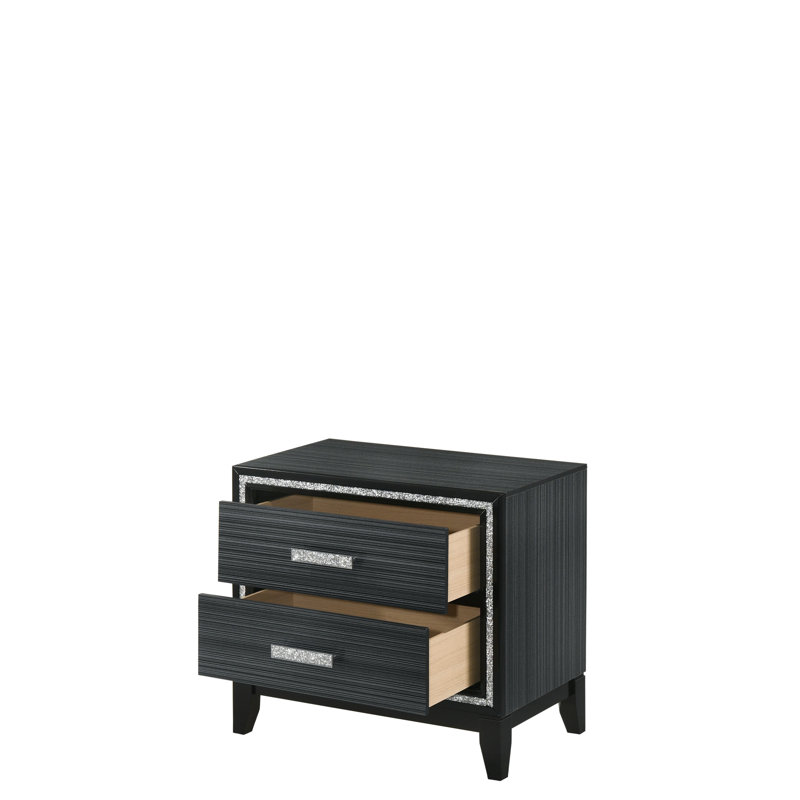 Table de chevet noire - Rangement spacieux avec glissières lisses et détails réfléchis pour l'organisation de la chambre à coucher