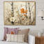 Floral, beige et brun, bouleau, forêt, forêt - arbre, art mural-804041327-804041336