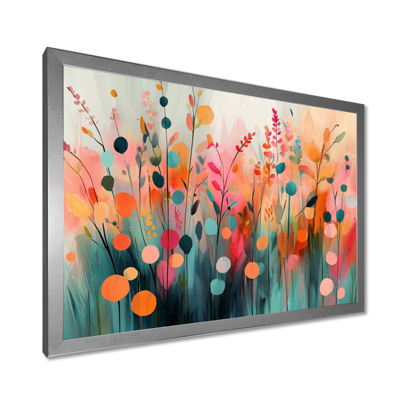 Ilhaan Botcanical Wildflowers Petals In The Breeze III - art mural fleurs sauvages, H 16 po x l 32 po, Argent argent