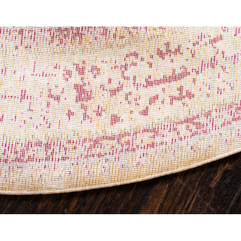 Tapis beige / jaune Glasser, Rond 6 pi 1 po