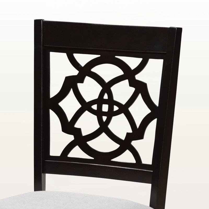 Lebanon 5-Pc Solid Wood Dining Set in Grey Fabric and Brown Wood, 37.4'' H X 18.1'' W X 20.3'' D, Espresso Brown/Gray