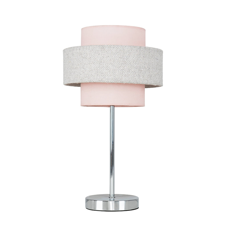 Bogaerts Metal Table Lamp, Included, Dusky Pink/Herringbone