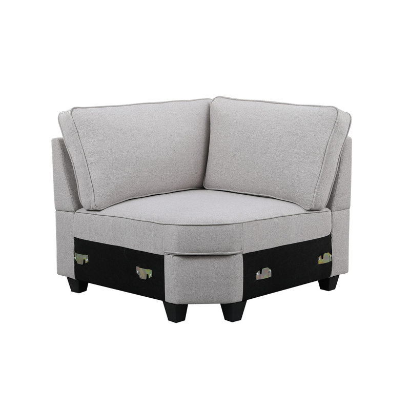 Ellis 8-Piece Modular L-Shape Linen Sectional Sofa and Ottoman