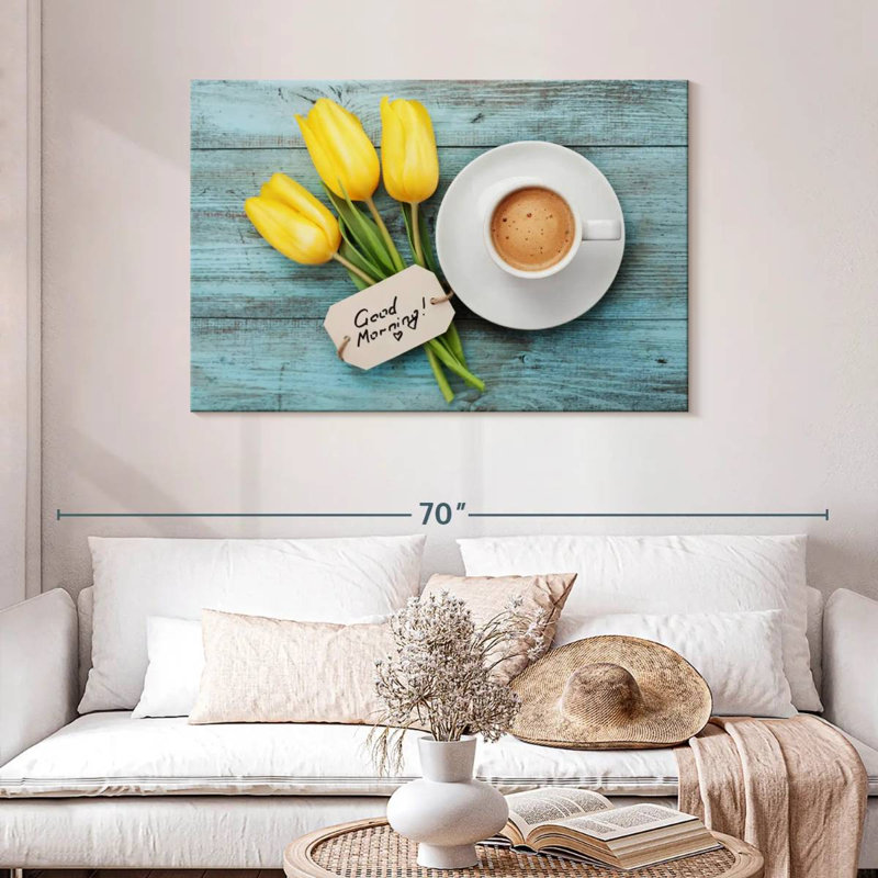 Yarlin Tulips And Coffee, 30" H x 45" W