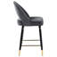 Tabourets de salle à manger glamour (2) - velours gris, noir et doré, dossier ouvert à hauteur de comptoir 2, accents dorés pour la décoration