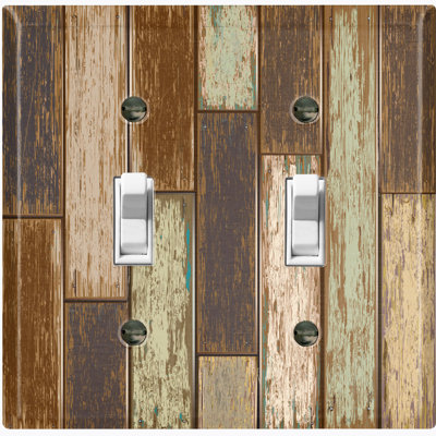 Brown Fence Nature Themed 2 - Gang Toggle Light Switch Standard Wall Plate