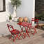 Ensemble bistro 3 pièces de table carrée pliable et chaises, rouge