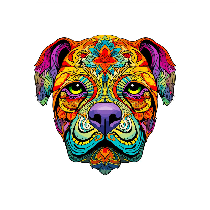 Ornate Paint Design Dog Art Print, 42 cm H x 30 cm W