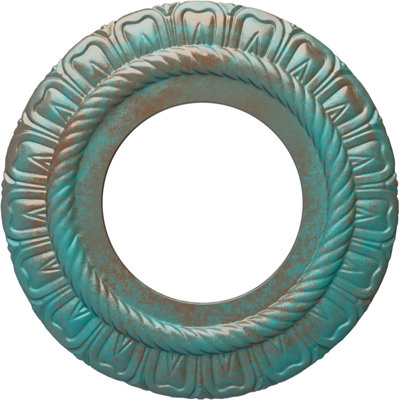 Endurathane Claremont Ceiling Medallion, 9"OD x 4 1/2"ID x 1/2"P (Fits Canopies up to 5 5/8"), Hand-Painted Copper Green Patina Finish