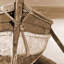 «Tied Up Rowing Boat - Coastal Beige», reproduction encadrée