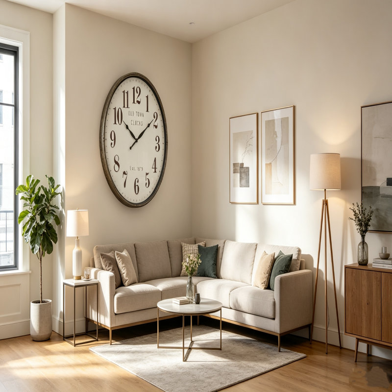 30" Large Oversized Round Brown Wall Clock for Transitional Home Decor