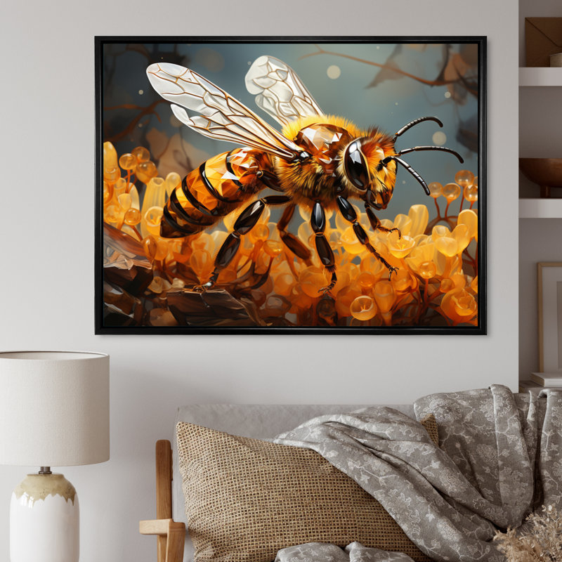 «Bee Busy Worker II», reproduction sur toile, H 12 po x l 20 po x P 1 po, Cadre photo noir