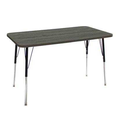 Table d'activité rectangulaire 24 po x 48 po à grain de bois thermofusionné avec pieds standard - bois gris / noir