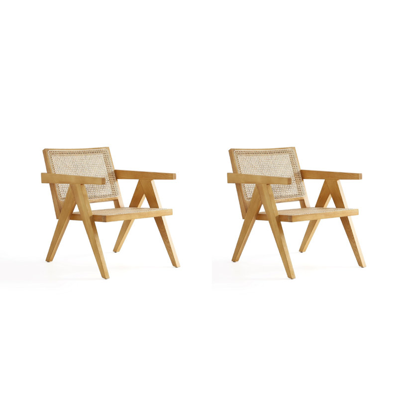 Chaise d'appoint Shakespeare en canne noire et naturelle - ensemble de 2, Naturel / naturel