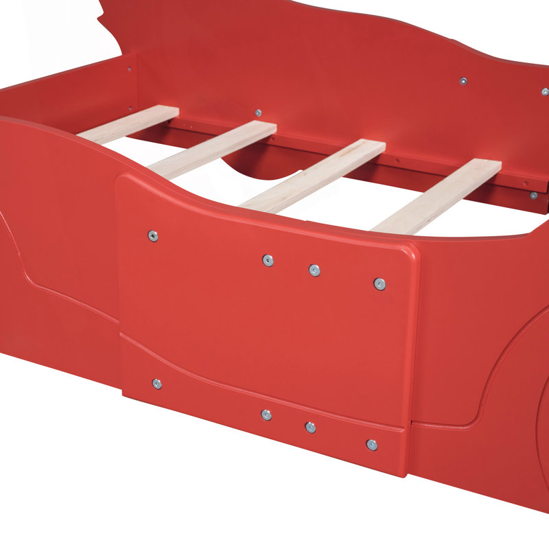Lit plateforme simple avec roulettes, Rouge
