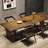 Nut-brown Free form Solid Wood Dining Table-1829310124