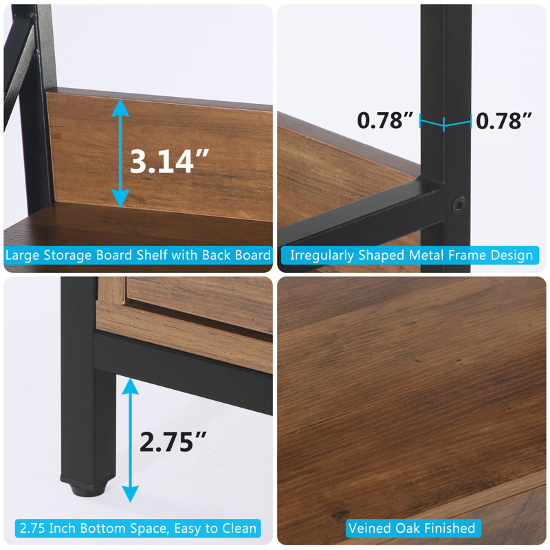 2 Drawer Bookcase Tall Bookshelf, Brown/Black