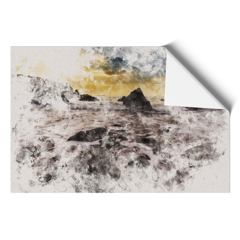 Beach View Watercolour - Frameless Print, 42cm H x 59cm W x 0.1cm D