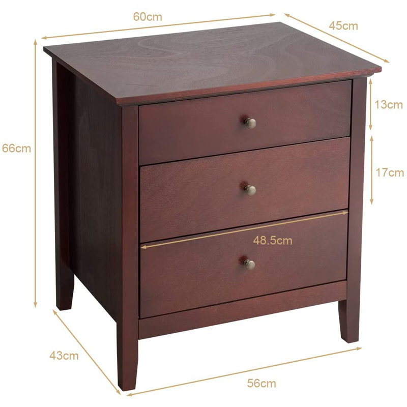 Abdulsalam 60cm W Bedside Table, Brown