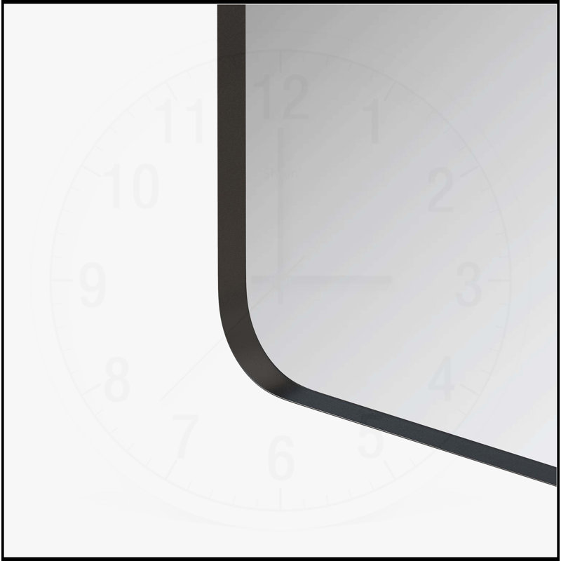 Miroir rectangulaire avec cadre en métal, Noir, noir, noir, noir, 36 po x 24 po