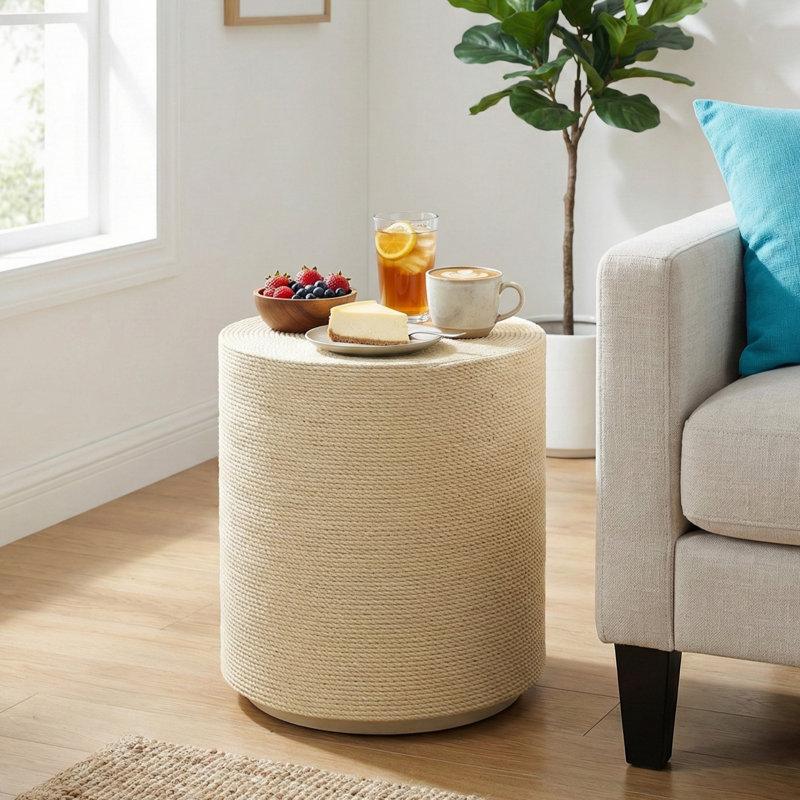 Table d'appoint cylindrique Mgo Sienna, Bois naturel