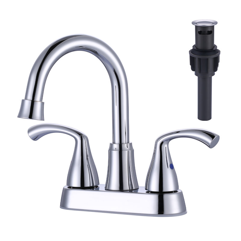 Centerset 2-handle Bathroom Faucet with Drain Assembly, Polished Chrome