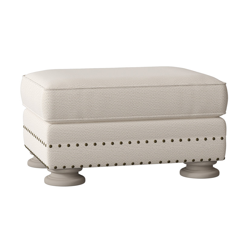 Foster Ottoman, Cream Chenille 1345-002, Blanca