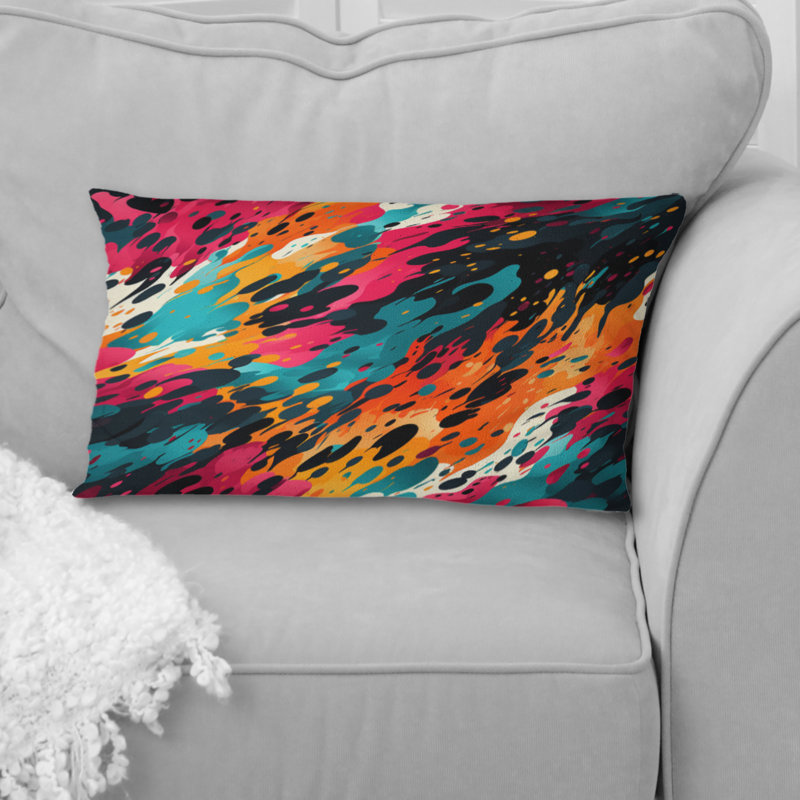 Motif néon captivant - Coussin décoratif à imprimé abstrait