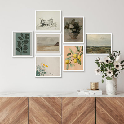 "Pastel floral rose forêt plante variété abstraite géométrique" 7 - pièces sur papier