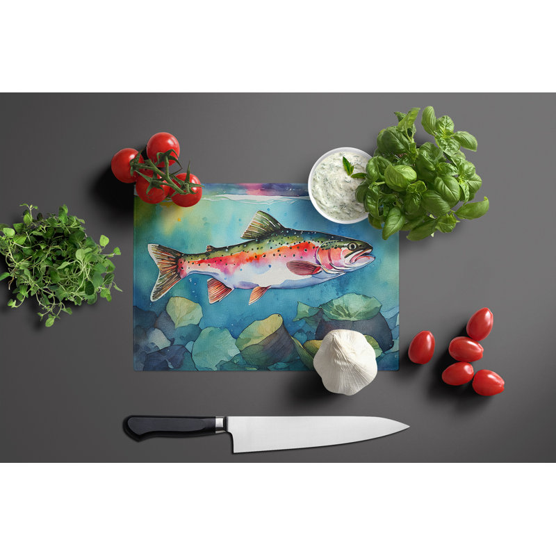 Grande planche à découper en verre Rainbow Trout