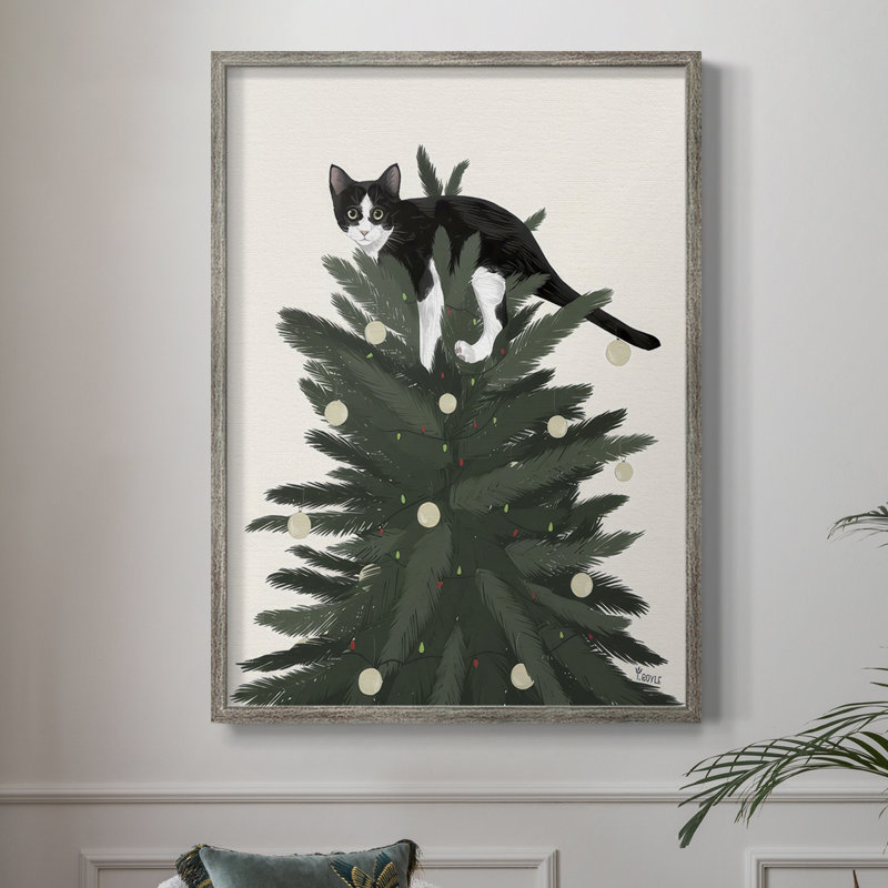 Rascal Cat V Framed Print - Solid Wood, 15" H x 12" W