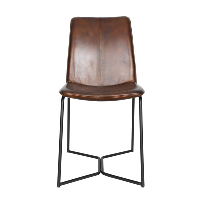 Brisben Leather Dining Chair, Hand Washed Chestnut