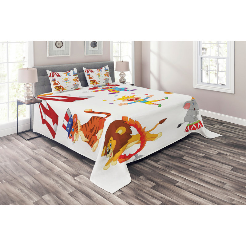 Circus Coverlet, King Bedspread + 2 Shams