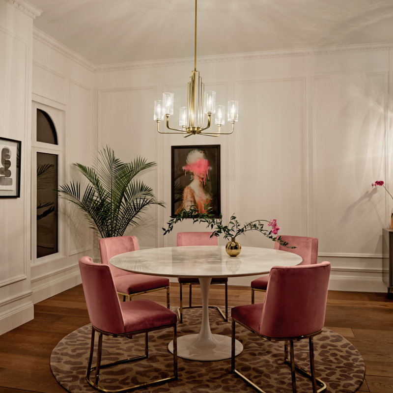 Lustre Kimrose 6Lt, Laiton naturel brossé