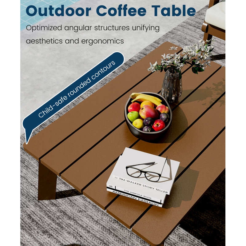 Hdpe Outdoor 2-Piece Coffee Table, Brown/Gray